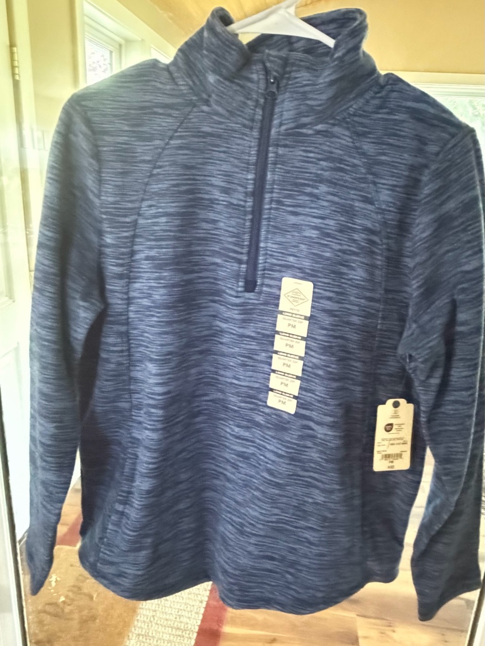 St. John's Bay Classic Quarter-Zip Pullover in Navy Blue Size MP